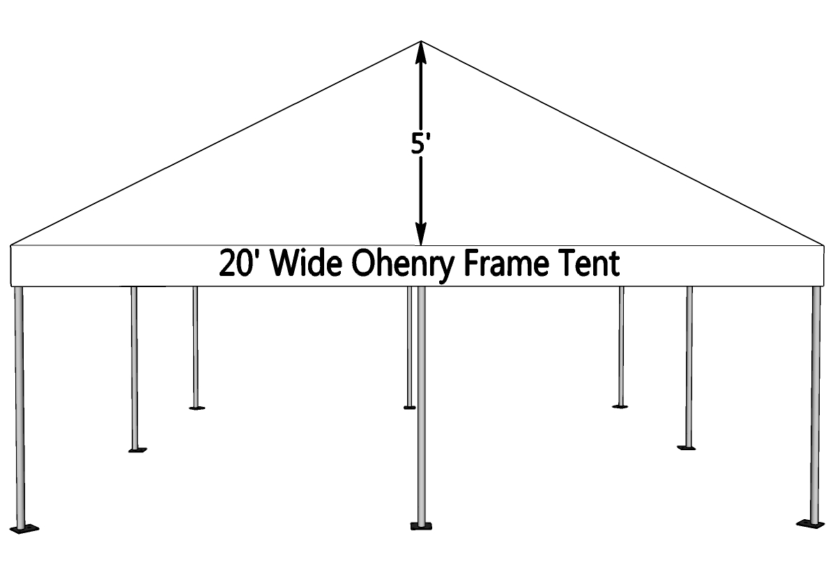 20x60 frame tent side view